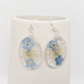 Forget-Me-Not Geometric Pressed Dried Flowers Earrings